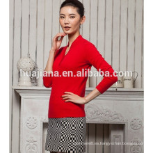 suéter rojo chino de moda collar de las mujeres